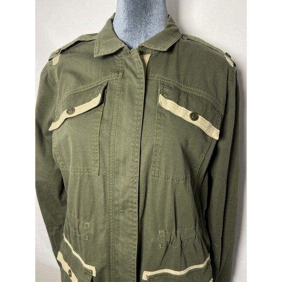 CAbi Women's Sz Small Olive Green Military Anorak Jacket Pockets Lightweight Fal - Picture 5 of 15
